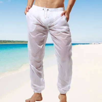 Men's Sexy Beach Thin Quick-dry Translucent Pants Summer Uv Protection Trousers • $18.99