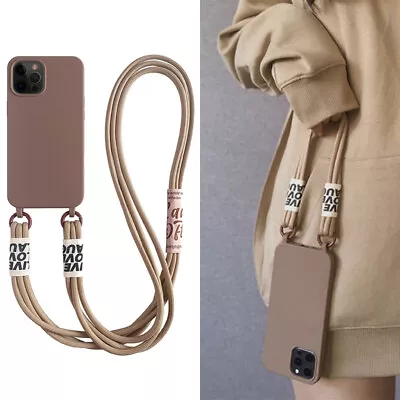 Phone Case For IPhone 15 14 13 Pro Max 12 Cross Body Neck Lanyard Silicone Cover • £4.79