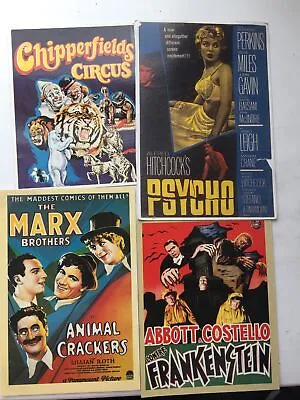 Vintage Movie Postcard Set X4 Marx Bros Frankenstein Psycho Circus • $6.70