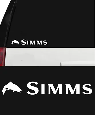 Simms Fishing Outdoor Sports Trout Vinyl Decal Sticker Window Cooler White B • $4.70