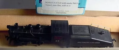 MANTUA B&O # 99.  0-4-0 W/Tender. HO 1:87. SOLD AS PICTURED • $20