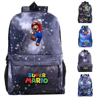 Child Girls Boys Backpack Super Mario Bros School Bag Book Bags Travel Rucksack • £16.39