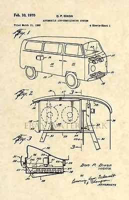 Volkswagen Bus US Patent Art Print - Vintage Antique 1970 VW Original 163 • $12.77