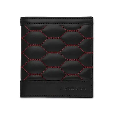 $145.50 • Buy Audi Sport Men's Mini Wallet Leather 3152201300 Black Red Purse New