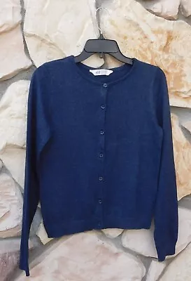 NWOT H&M Small 12-14Y Button Up Sweater Cardigan Dark Blue Long Sleeve • $14.95