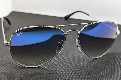£40 • Buy Ray-Ban Aviator Sunglasses Silver Frame Blue Gradient Lenses 58mm RB3025
