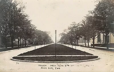 Michigan City Indiana~Wabash Homes South From 6th Street~Median~1907 RPPC • $17