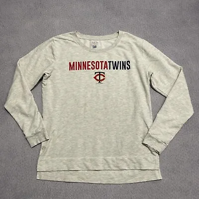 Minnesota Twins Sweater Womens Medium Red Blue Spell Out Logo Shirt MLB Baseball • $19.99