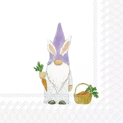 £1.40 • Buy 5 X COCKTAIL Napkin/3-Ply/25cm/Decoupage/Easter/ Carrots/Gnome/Gnomny