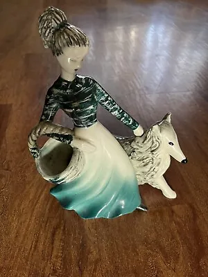 Vintage Hedi Schoop Woman Standard Husky Planter Pottery Sculpture Hollywood MCM • $144.99