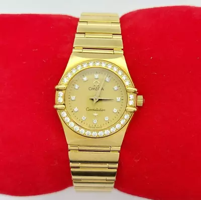 Genuine Omega Watch Constellation Quartz 23mm 18ct Yellow Gold Ladies Watch • $9841.56