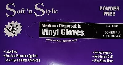 Soft N Style MEDIUM Disposable Vinyl Gloves (Easy ON / Easy OFF!) • $9.99