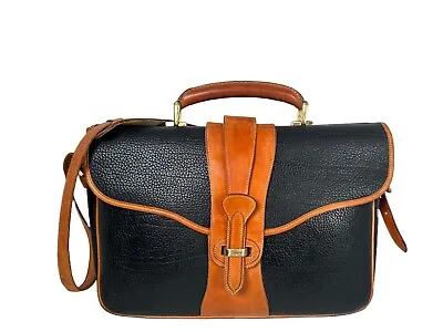 Dooney & Bourke Vintage Messenger Large Briefcase Laptop Bag Black Tan Leather • $60