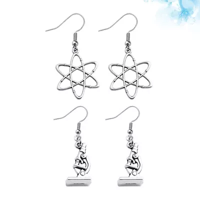  2 Pairs Molecule Ear Jewelry Metal Stud Earring Earrings Gifts • $5.89