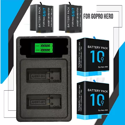 2000mAh Battery / Charger For GoPro Hero 5 6 7 8 9 10 Go Pro Camera Accessories • $33.99