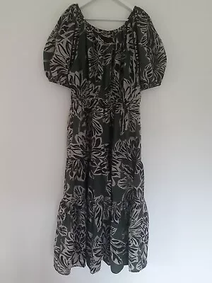 Ladies Velvet Multicoloured Floral Print Cotton Blend Fully Lined Dress Size M • £0.99