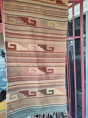 59 X28  VINTAGE  AUTHENTIC OLDER Mexican Zapotec RUG BLANKET WEAVING • $60