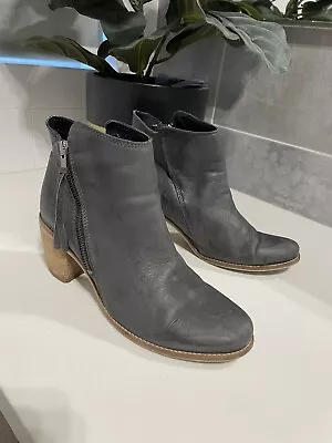 EOS Suede Blue Grey Cowboy Leather Soft Mid Calf Leather Boots 38 • $75