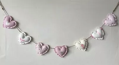 Heart Garland Bunting In Laura Ashley Pink Fabrics ~ Handmade ~ Nursery • £11.95