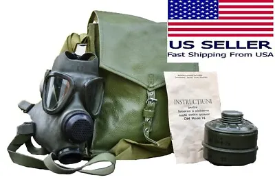 Military Tactical Full Face Gas Mask Respirator M74 W 40mm Filter & Carry Bag • $59.95