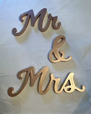 Rose Gold Painted Wooden Wedding Sign Mr And Mrs Wood Letter Table Decor • $9.99