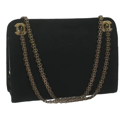 CHANEL Chain Shoulder Bag Cotton Black CC Auth Bs11474 • £595.35