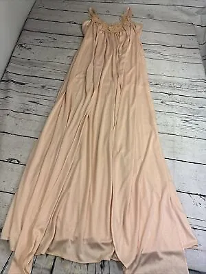 Maxi Dress Formal Dress Small Pink Peach 60’s Floral Motif Made In USA Boho Gown • $6.99