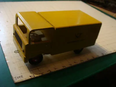 Vintage Wooden Toy: DEUTSCHE POST Yellow Vintage Wooden Truck GERMAN PULL TOY • $242.50