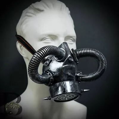 Silver Respirator Pipping Tubes Steampunk Gas Mask Mouth Masquerade Halloween • $17.50