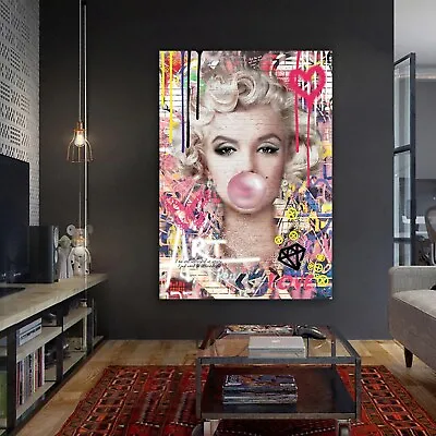 Marilyn Banksy Style  Abstractgraffiti Modern Canvas Wall Art Picture Print • £12.74