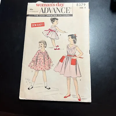 Vintage 50s Advance Sewing Pattern 8379 Girls Dress Smock Sz 2 Womans Day • $11.89