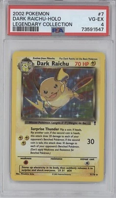 $5.50 • Buy 2002 Pokemon Tcg Legendary Collection #7 Dark Raichu Holographic Holo Psa 4