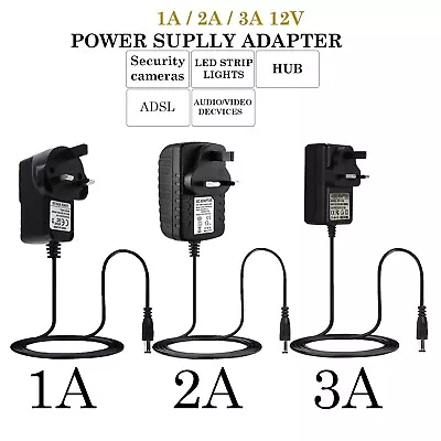 12V 1A 2A 3A Mains Transformer Plug Power Supply For CCTV Camera LED Strip Light • £5.80