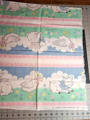 VINTAGE EASTER FABRIC PANEL Country French Emporium LTD Bunny Pig Goose 1/2 YARD • $12.99