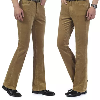 £24.59 • Buy Mens Corduroy Bell Bottom Cords Flares Trousers Pants 60s 70s Vtg Bootcut Hippy