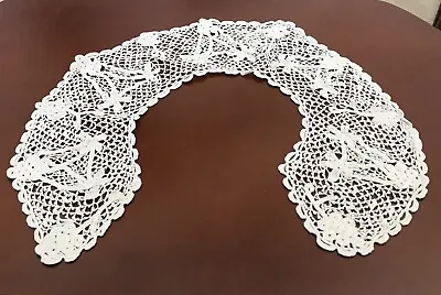 Victorian Hand-Made Irish Crochet Lace Lg Collar..Intricate Excellent Work! • $38