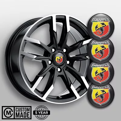 Set Of 4 Abarth Decals For Center Wheel Caps Trunk Fender Laptop Ice Chest Etc. • $30.43