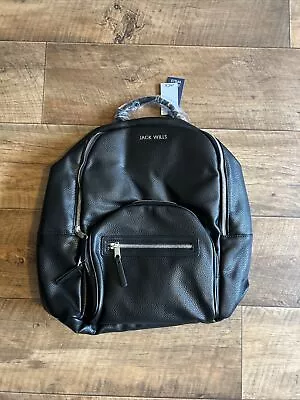 Jack Wills - Black Backpack/Rucksack/ Bag - Faux Leather RRP £50 • £24.99