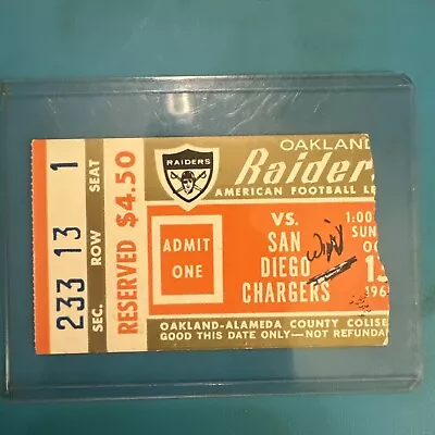 1968 Oakland Raiders - San Diego Chargers @ Oakland AFL 10/13/68  Ticket Stub • $120