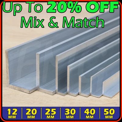 £1.99 • Buy Aluminium Angle [Unequal]  12mm - 50mm  (L Section Bracket,edging Trim Moulding)