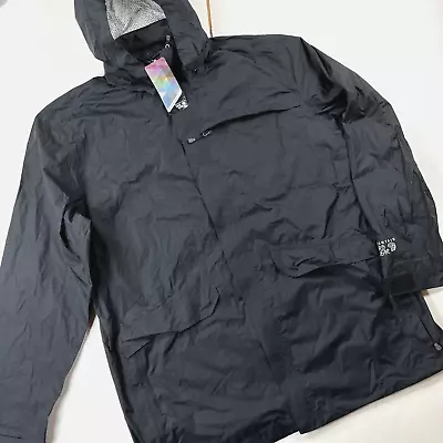 New Mountain Hardwear Jacket 2XL Burdock Soft Shell Hooded Dry Q Black Zip • $94.99