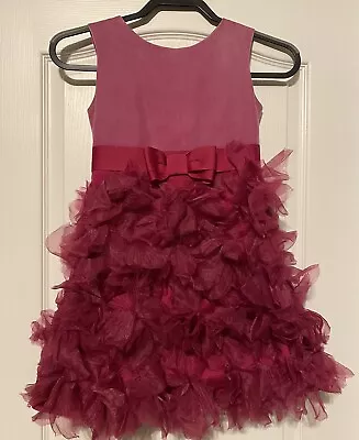 Neiman Marcus X Target Girls Marchesa Fuchsia Silk Poly Tulle Petals Dress M 7/8 • $28.80