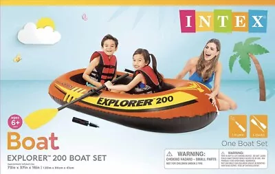 Intex Explorer 200 Inflatable 2 Person River Boat Raft Set With 2 Oars & Pump • $12.95