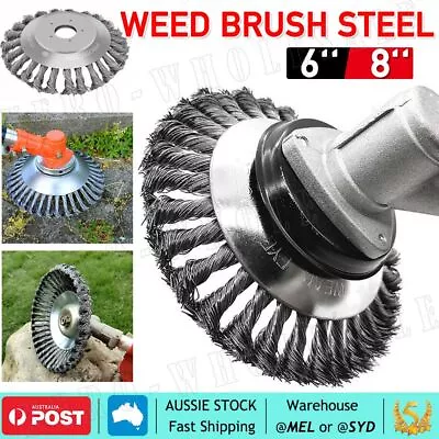 $13.95 • Buy 6/8 Weed Brush Steel Wire Trimmer Head Wheel Garden Lawn Mower Grass Cutter Tool