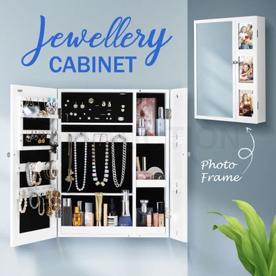 $94.95 • Buy Wall Mounted Mirror Jewellery Storage Cabinet Hanging Makeup Jewelry Organiser