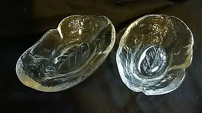 Danish - Ann & Göran Wärff Glass Dishes In Party Leaf Pattern X 2 Kosta • £23