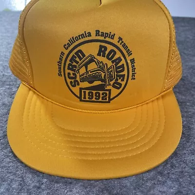 VTG 1992 Yellow Gold Trucker Cap Southern California Truck Flat Brim • $14.99