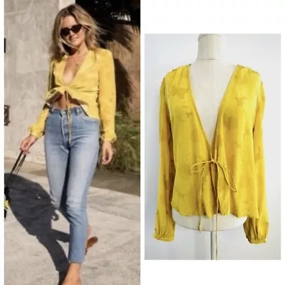 Realisation Par Size S 6 8 10 Yellow Floral Sunflower Pint Silk Stevie Wrap Top • $159