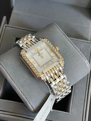 New Michele Diamond Milou Mww15a000093 Gold/Silver Bracelet Watch Retail $2100 • $1295