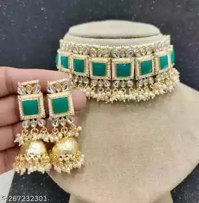 Jewelry Set Kundan Necklace Indian Bollywood Gold Plated Bridal Pearl Choker • $22.71